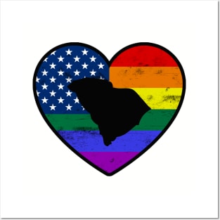 South Carolina United States Gay Pride Flag Heart Posters and Art